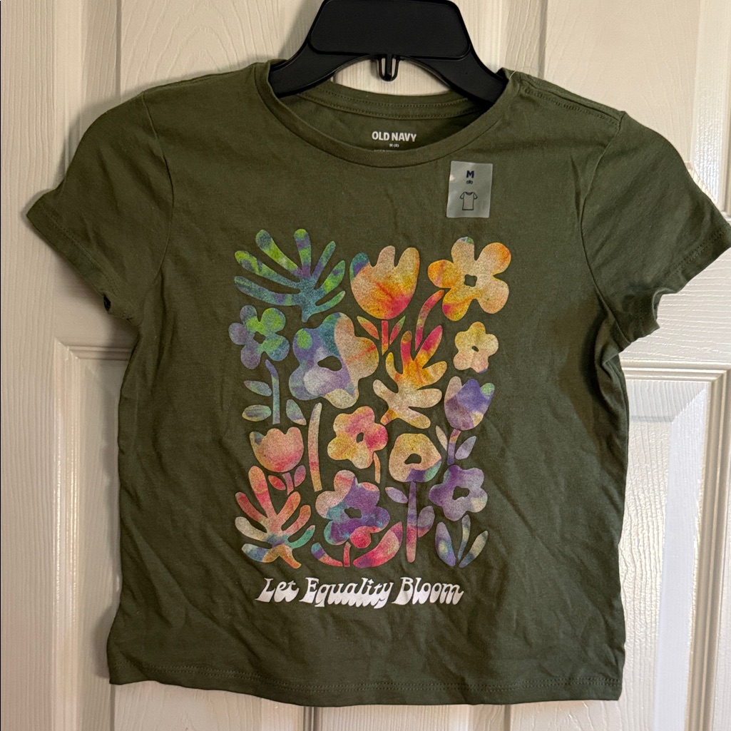 Old Navy Olive Green Kids' Floral 'Let Equality Bloom' Short Sleeve Tee